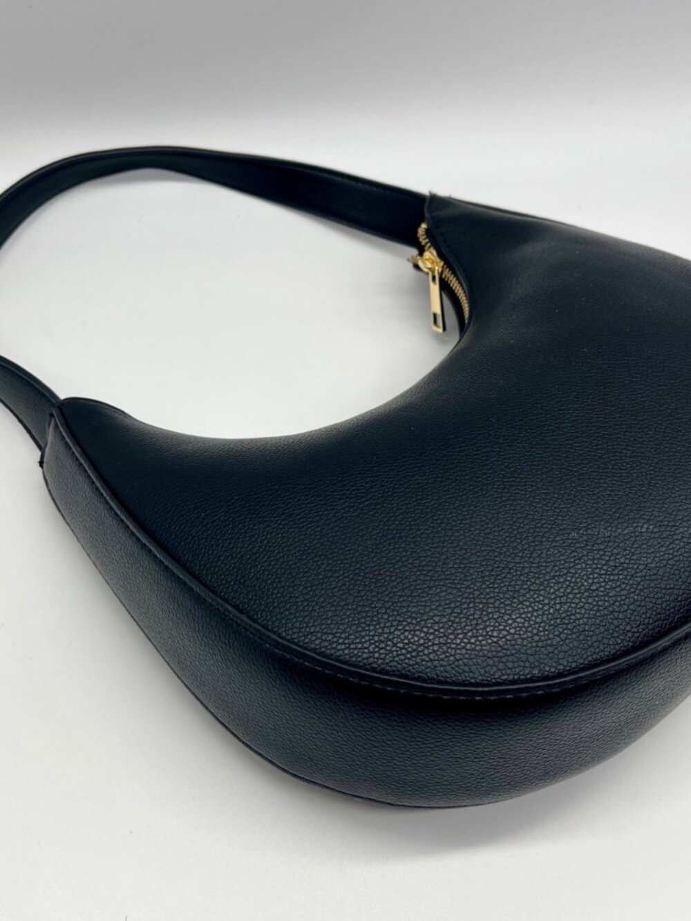 Like Dreams Black Vegan Leather Half Moon Shoulder Bag - Picture 8 of 11